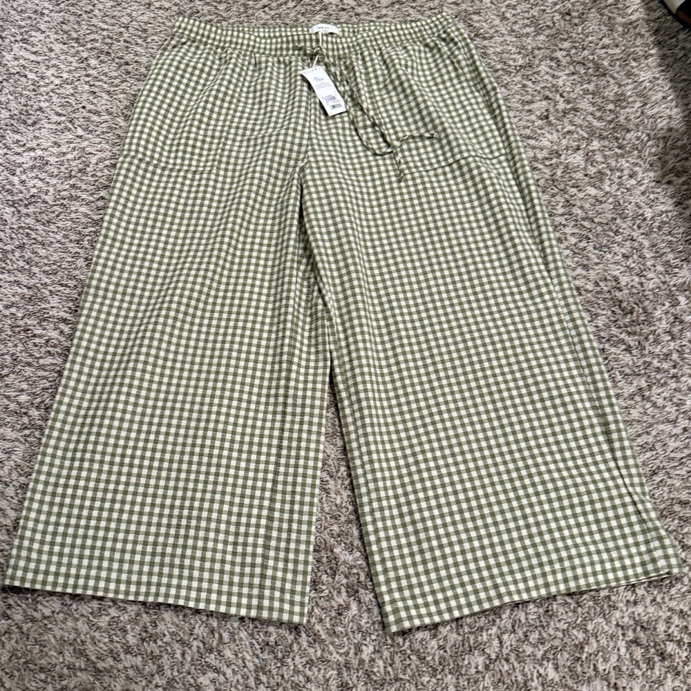 Next Olive Checkered Drawstring Pants